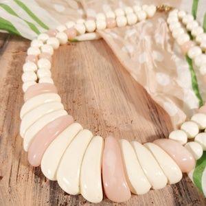 Vintage 1980s Pink Cream Lucite Bib Necklace